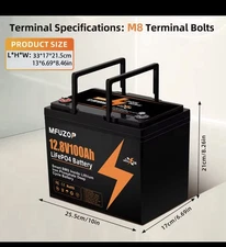 MFUZOP 12V 100Ah TM Smart Bluetooth LiFePO4 Lithium Battery -FREE USA SHIP -L@@K