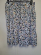 Damart Light Blue Floral Elasticated Waist Skirt Size 18-20 Length 28" Sku *8