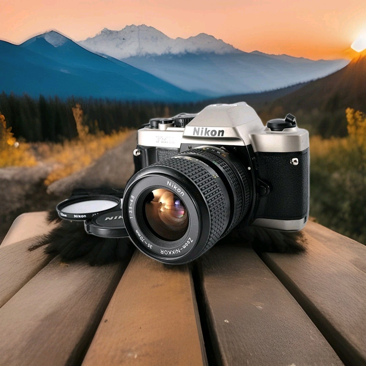 Nikon FM10 35mm SLR Film Camera with 35-70 mm lens Kit for sale