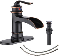 Oil Rubbed Bronze Waterfall Bathroom Faucet Single Handle Lavatory Faucet