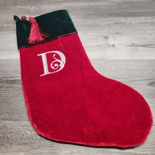 Red Green Velvet Christmas Stocking Letter D