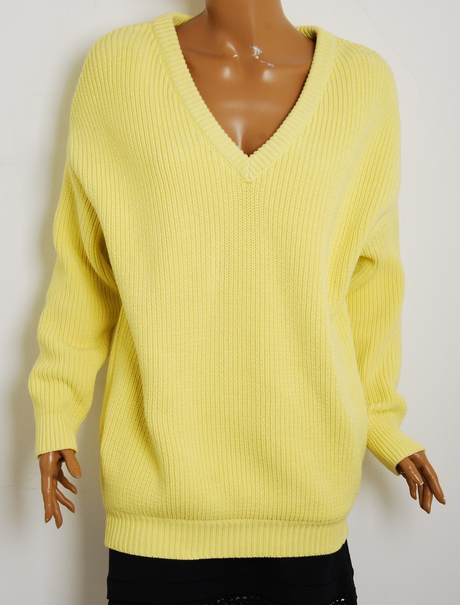 BALENCIAGA イエロー ニット XS ユニセックス Balenciaga Women Yellow Sweater Cotton Blend V-Neck Oversized