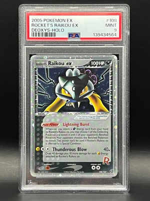 #ad PSA 9 Mint Rocket#x27;s Raikou Ex 108 107 Secret Rare Holo 2005 Ex Deoxys $525.00