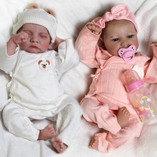 18" Realistic Twins Reborn Dolls Vinyl Silicone Handmade Newborn Baby Girls Gift