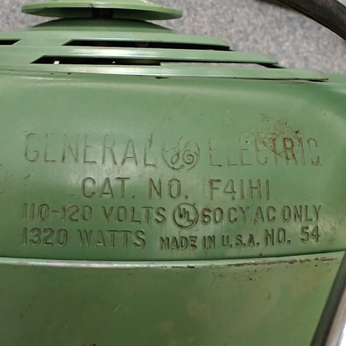 Antique General Electric GE Green Art Deco Metal Fan Heater Style F41H1 - Picture 12 of 12