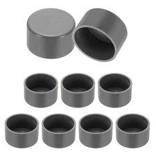 9 Pack 2" Diameter PVC Pipe End Cover Cap Fittings for Furniture Garden, Grey