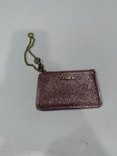 Pink Coach Glitter Mini Wallet Pouch Sparkly Pink Zipper ID