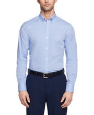 Tommy Hilfiger Mens TH Flex Regular Fit Stretch Twill Dress Shirt Blue 16 34-35