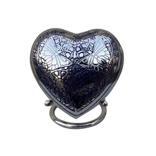 Beautiful Small Double Butterfly's Engraved Heart Keepsake Urn for Human - Picture 8 of 12