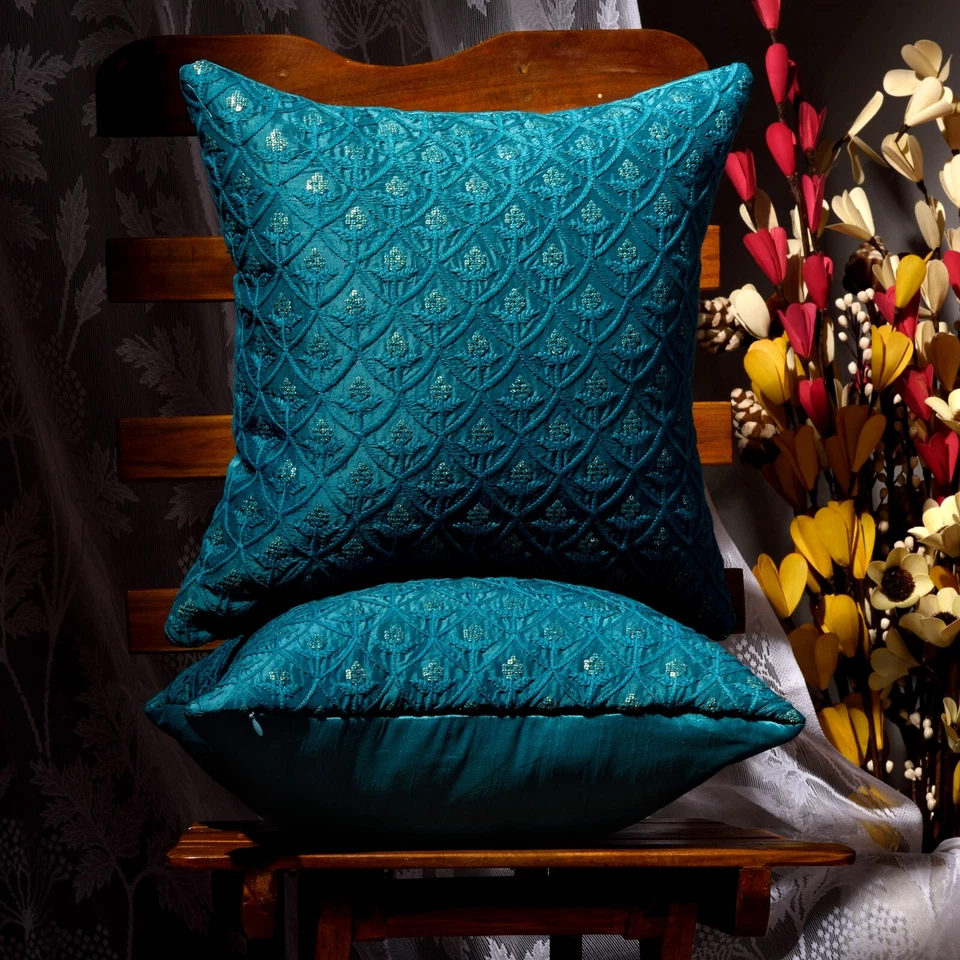 sofa pillow covers teal blue living room cushion cover throw pillow for couch 2p - Image 3 of 4