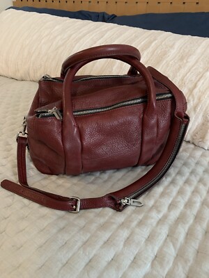 Zara basic Collection Leather Satchel With Crossbody Strap Burgundy wine  red
