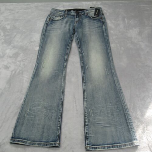 Rerock For Express Jeans Womens 6 Short Light Wash Low Rise Zip Fly Boot Leg NEW