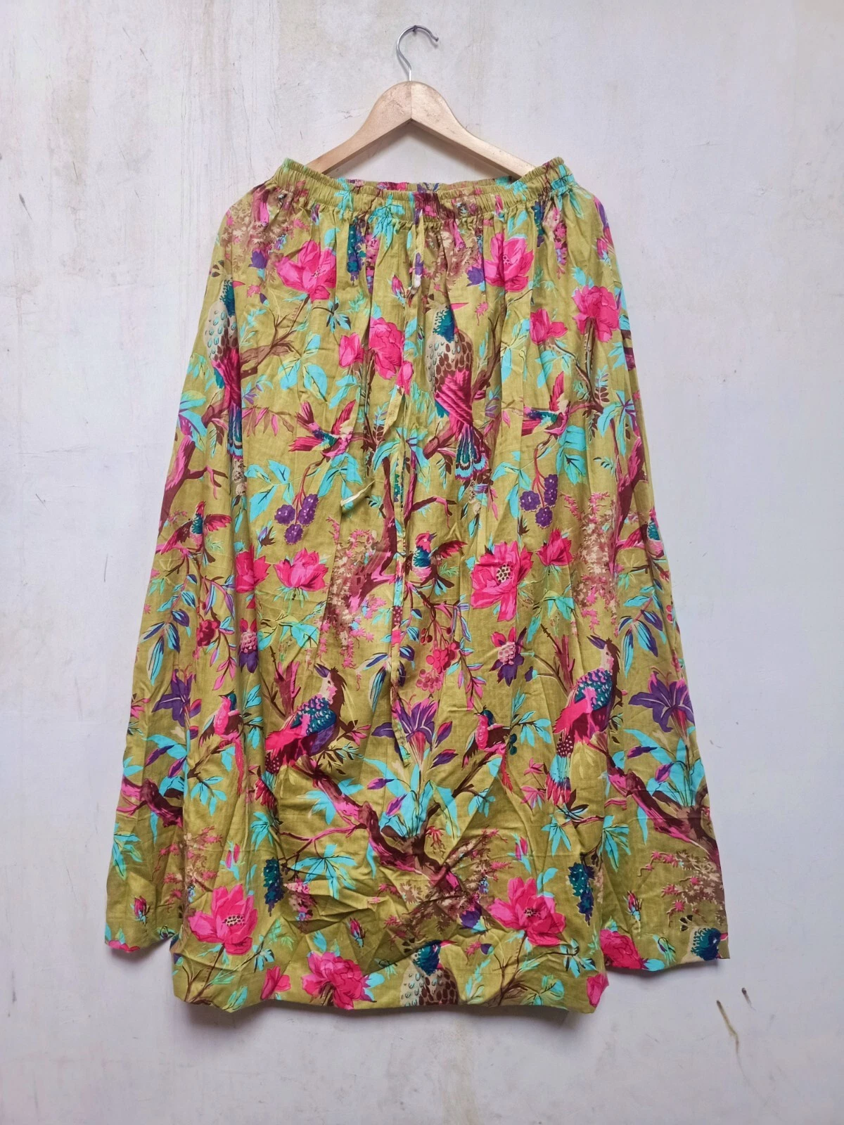 Indian Long Cotton Green Floral Printed Skirt Womens Clothing Partywear Skirt US