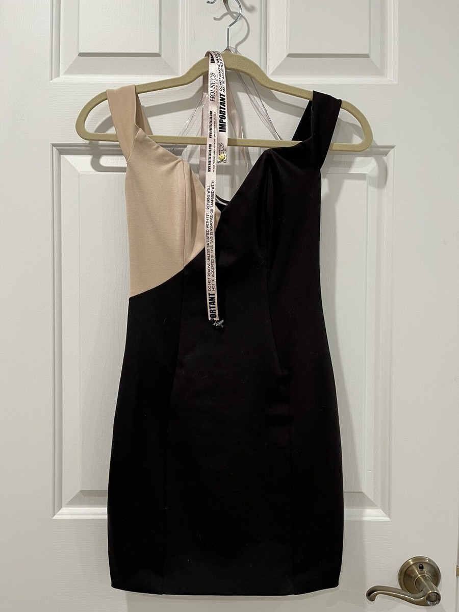 house of cb off shoulder dress Clothing : Mini Dresses : 'Alana' Black & Cream Off Shoulder Dress