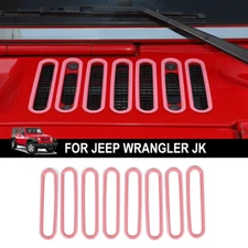 7pcs Pink Exterior Hood Vent Cover Trim Cowl Panel for Jeep Wrangler JK 2007-17