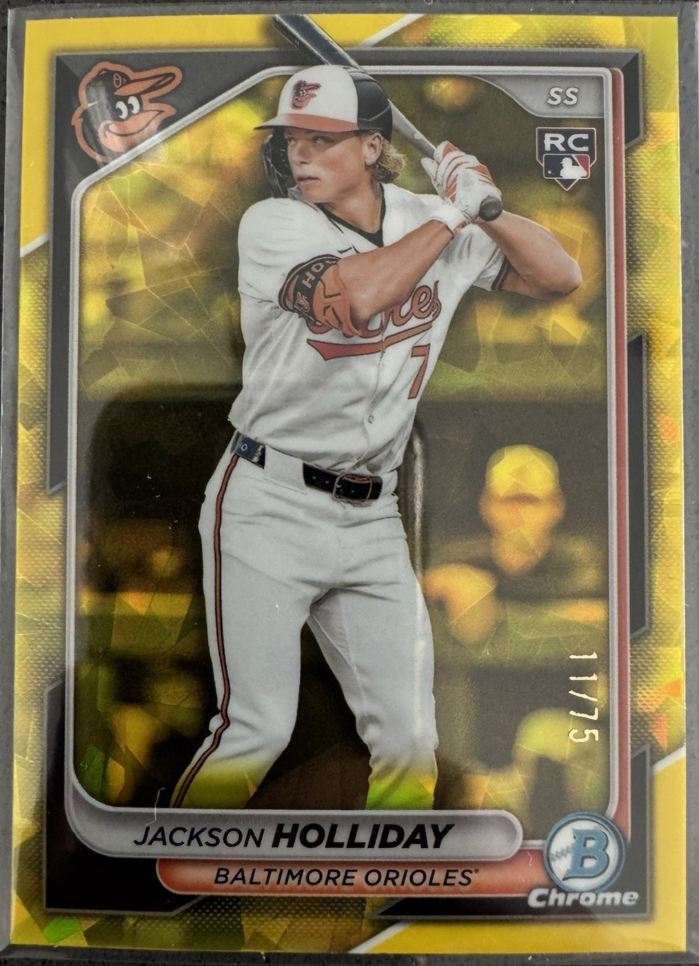 JACKSON HOLLIDAY 2024 Bowman Chrome Sapphire #26 Yellow /75 RC ORIOLES 💎!