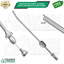 Adson Suction Tube 8" (20.3 cm) With Finger Valve & Obturator 15 French (5 mm)