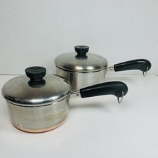 Revere Ware 1 & 1.5qt Saucepan Pot Stainless Steel Copper Bottom Clinton IL USA