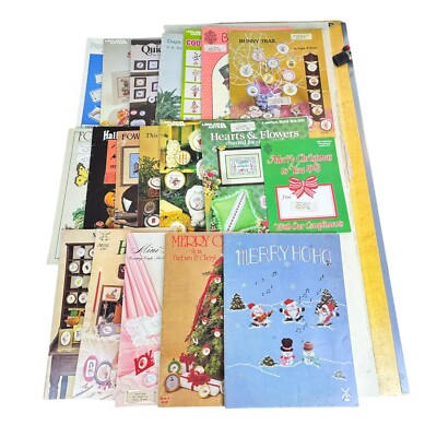 Lot of 19 Different Cross Stitch Pattern Books Leaflets Vintage