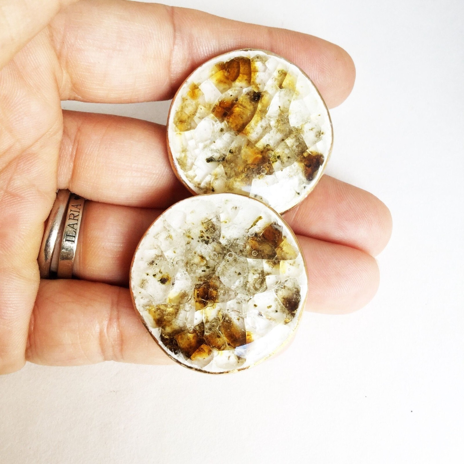 Handcrafted Crackled Effect Ceramic Earrings Bold… - image 2