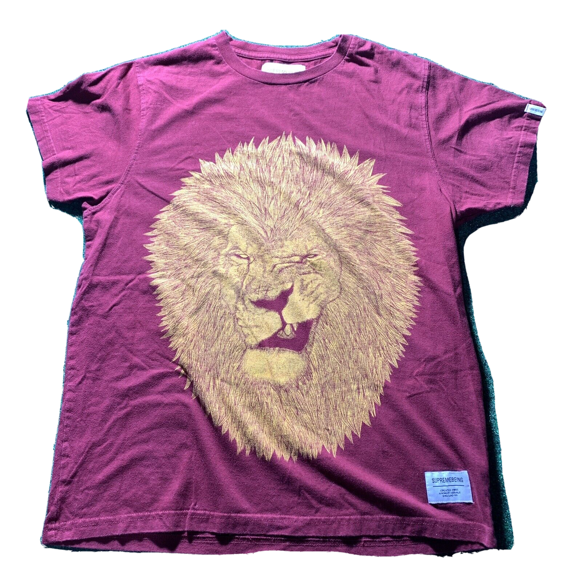 Supremebeing Shirt Mens MED Maroon Lion Graphic Short Sleeve Crew