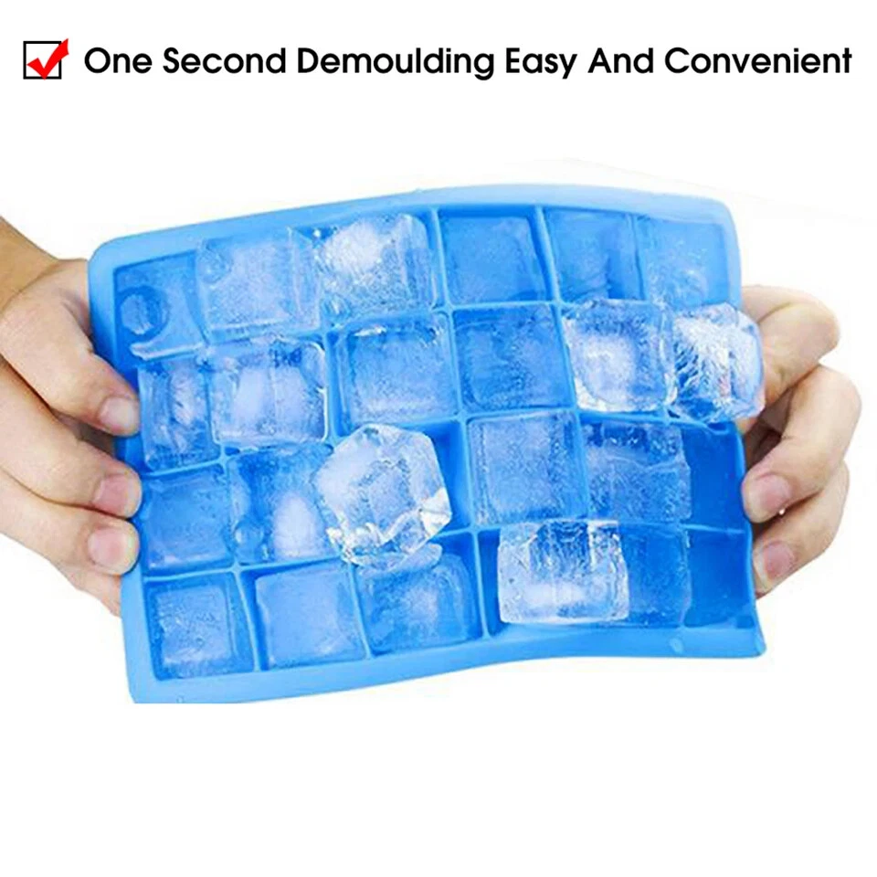 Ice Cube Tray Silicone 24 Grid Square Mold with or without Lid for Bar DIY 1pc - Image 3 of 4