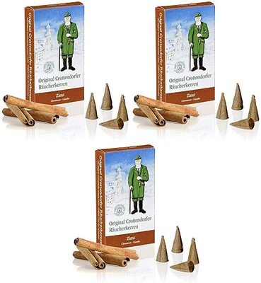 3 packages Crottendorfer smoked cones cinnamon with 24 cones each