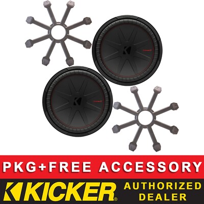KICKER 48CWR82 CAR AUDIO 8'' COMPR SERIES SUBWOOFERS WITH GRILLES DUAL 2 OHMS