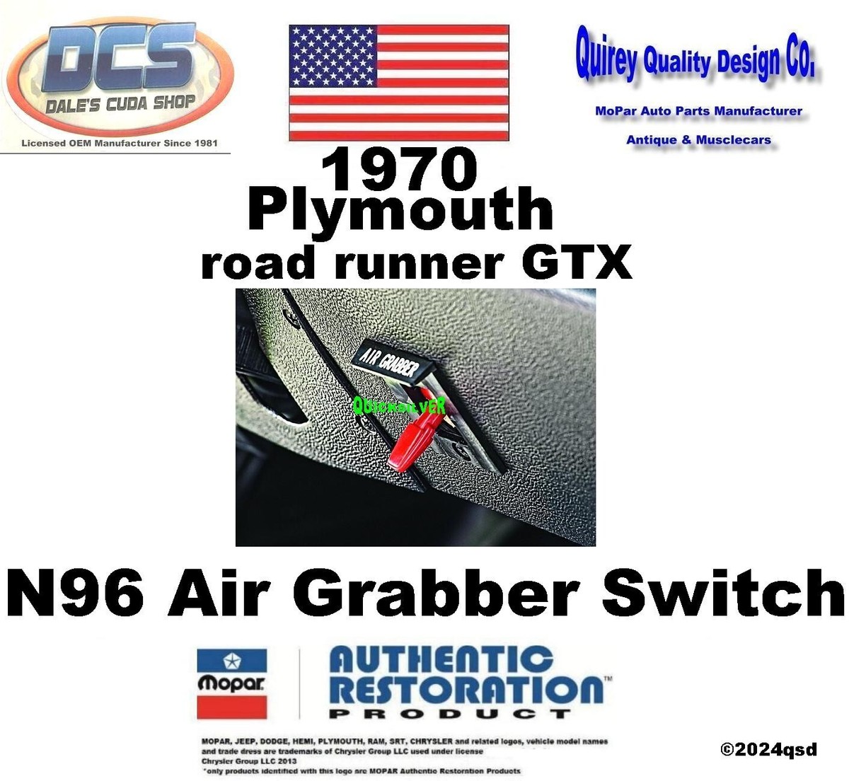 1970 Plymouth Road Runner GTX Air Grabber Vacuum Switch 2947776