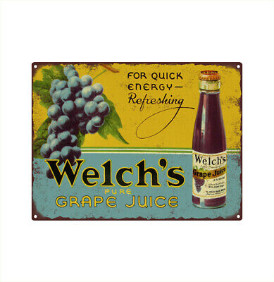 1930's Welch's Grape Juice Bottle Home Decor Art Metal Sign 9x12" A120