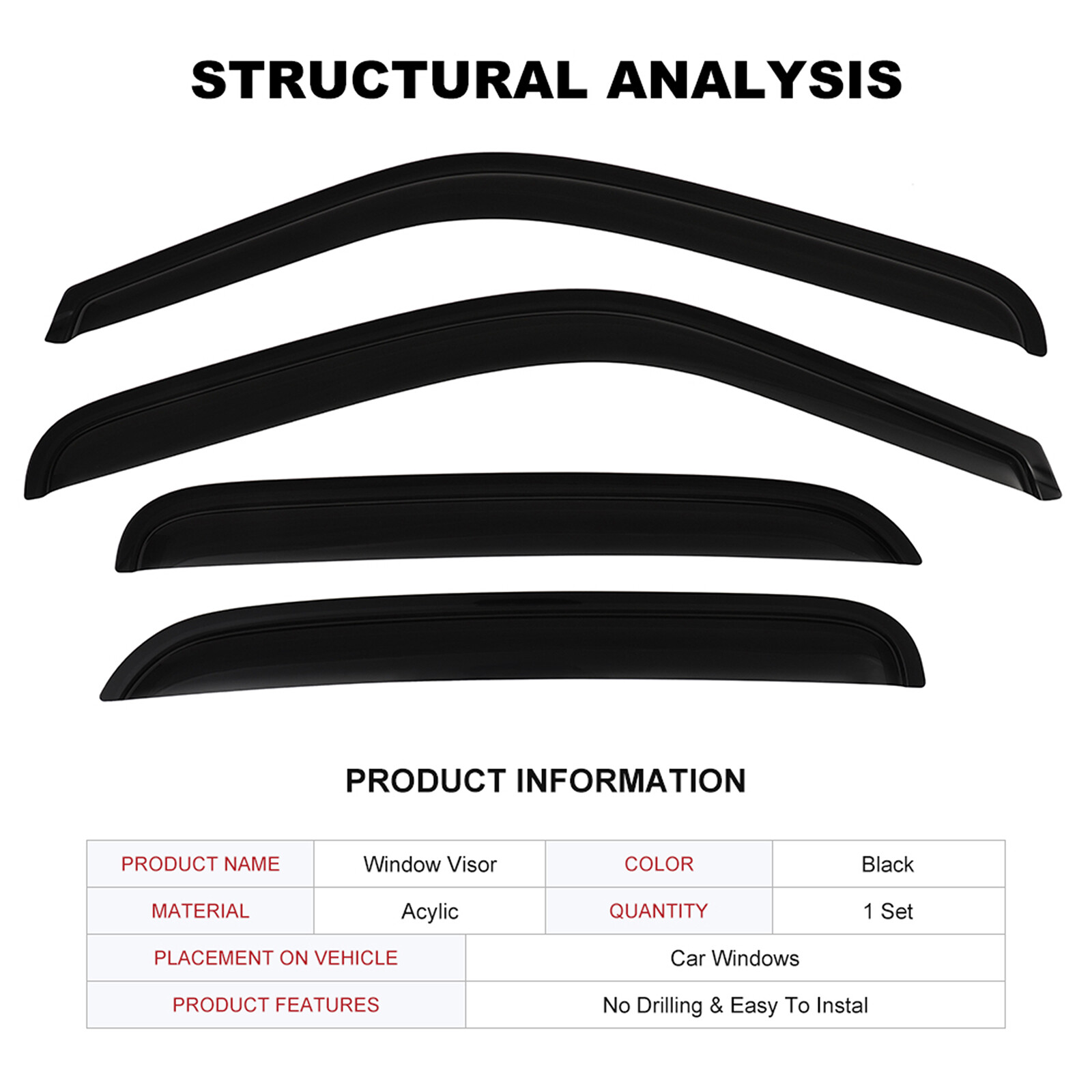 Dark Black Side Wind Deflectors Window Visors 4p For 00-06 Yukon/Tahoe/Escalade