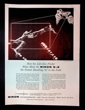 1956 Nikon S-2 35mm Camera "Fastest Handling '35' In The Field" Vintage Print Ad