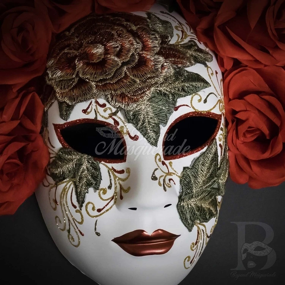 Day of the Dead Dia de los Muertos Embroidery Full Face Masquerade Mask [Red] - Image 4 of 4