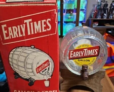 VINTAGE EARLY TIMES KENTUCKY WHISKEY GLASS GALLON KEG BOTTLE W/ORIGINAL LABELS