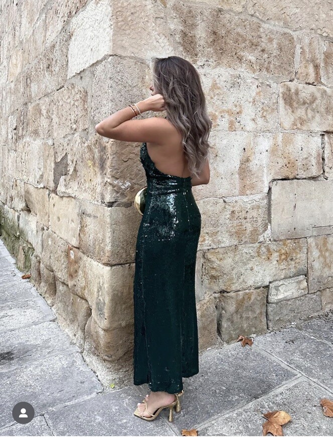 ZARA NWT WOMAN SEQUIN HALTER MIDI DRESS GREEN | 9405/870 ALL SIZES | eBay