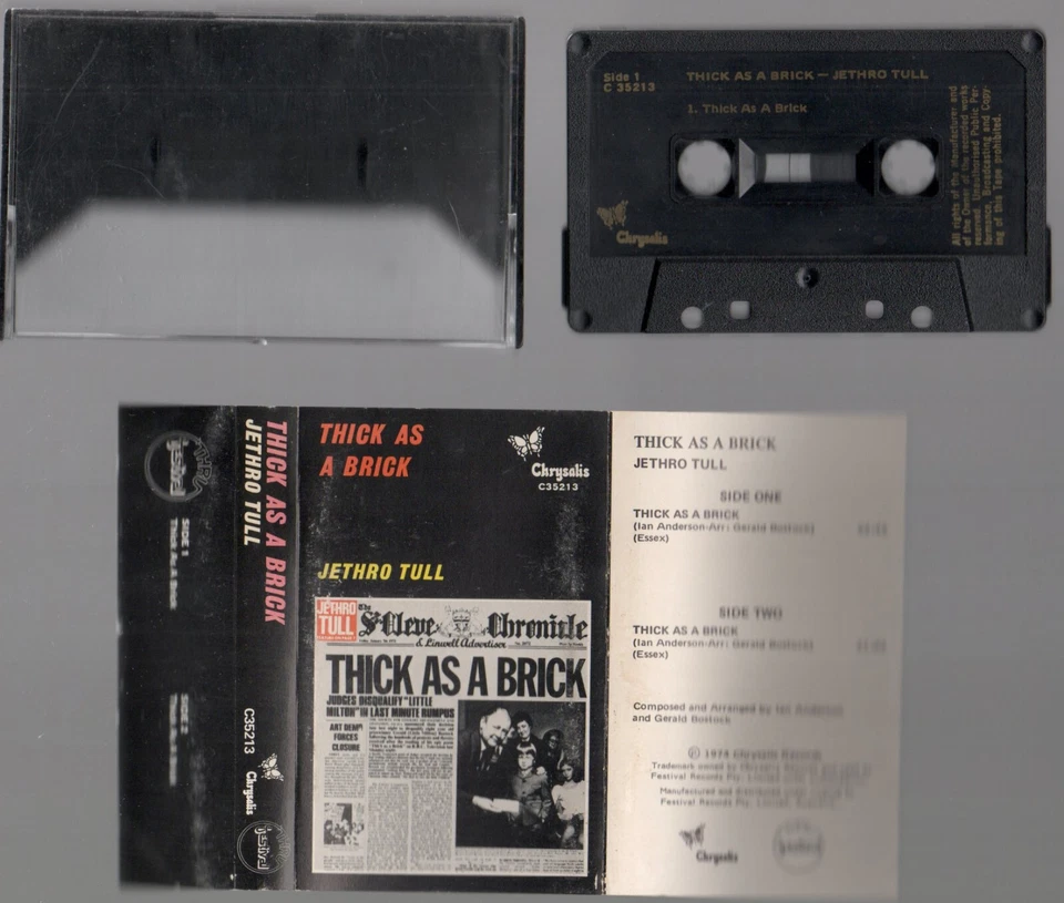 JETHRO TULL Thick As A Brick Classic Prog Ian Anderson CASSETTE TAPE VG - Image 2 of 2