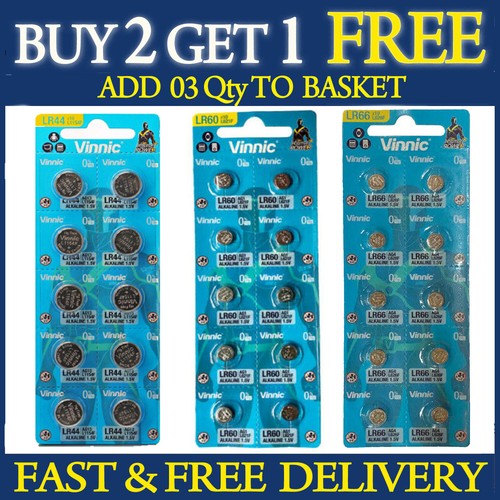 10 x Vinnic 377 LR66 364 LR60 LR44 Alkaline Lithium 1.5v Watch