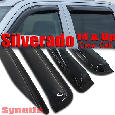2014-2018 Silverado 1500 Crew Cab Smoke Window Vent Visors Shade Sun/Rain Guard