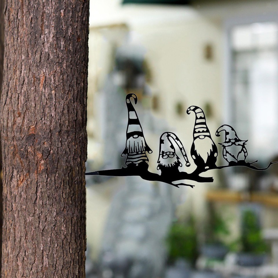 Iron Gnome Garden Silhouette Tree Fairy Decor House Barn Backyard eBay
