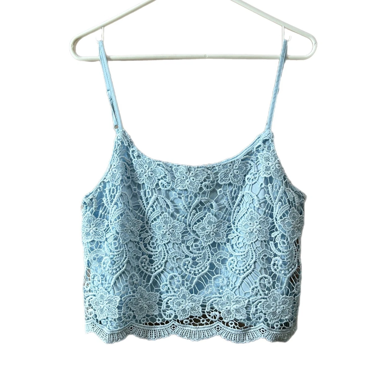 Divided H M Women s Size Large Light Blue Lace Spaghetti Strap