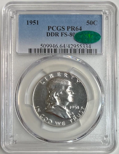1951 Franklin Half Dollar PCGS PR64 DDR FS-801 CAC Silver Proof Variety Coin 50C