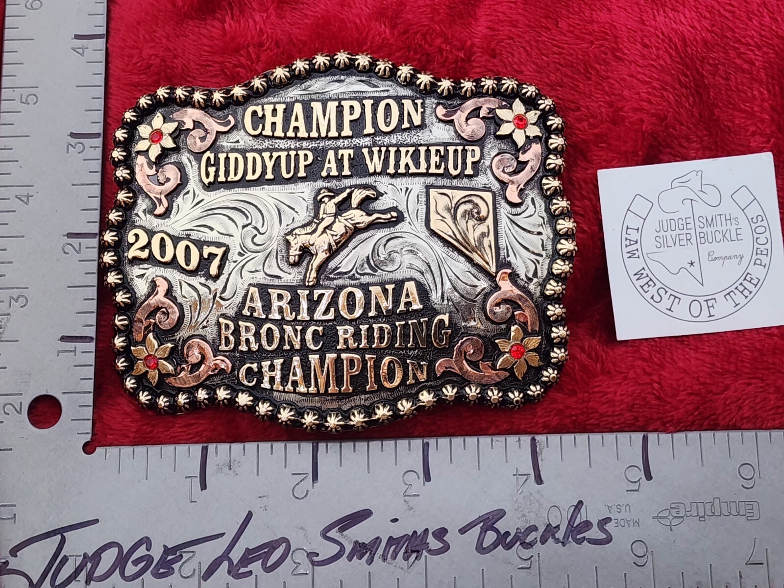 CHAMPION TROPHY BUCKLE PRO RODEO☆BRONC RIDER☆WICKIEUP☆2007☆RARE☆138