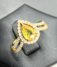 Beautiful yellow sapphire diamogd gold ring size n