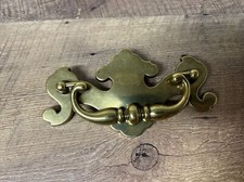 Brass Finish Drawer Pull Handle. 5" x 2-1/2".  Holes 3" apart. NOS NEW