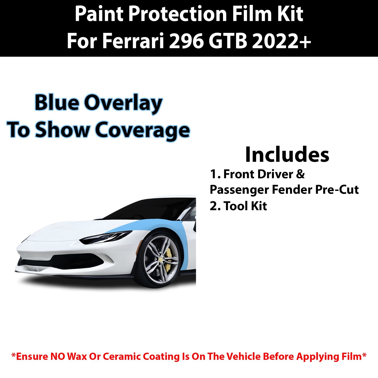 Pre Cut Paint Protection Film Clear Bra PPF Kit for Ferrari 296 2022+