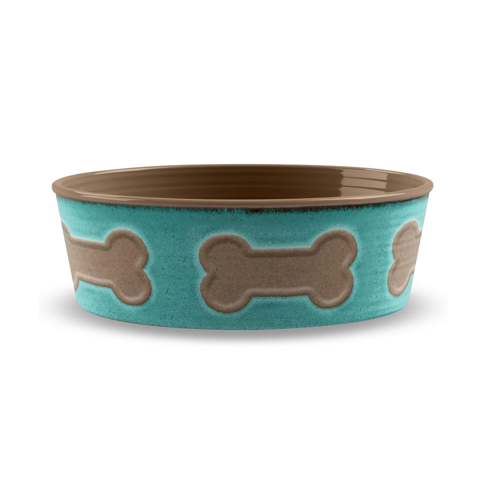 Teal Bone Melamine/Plastic Pet Food Bowl - Large