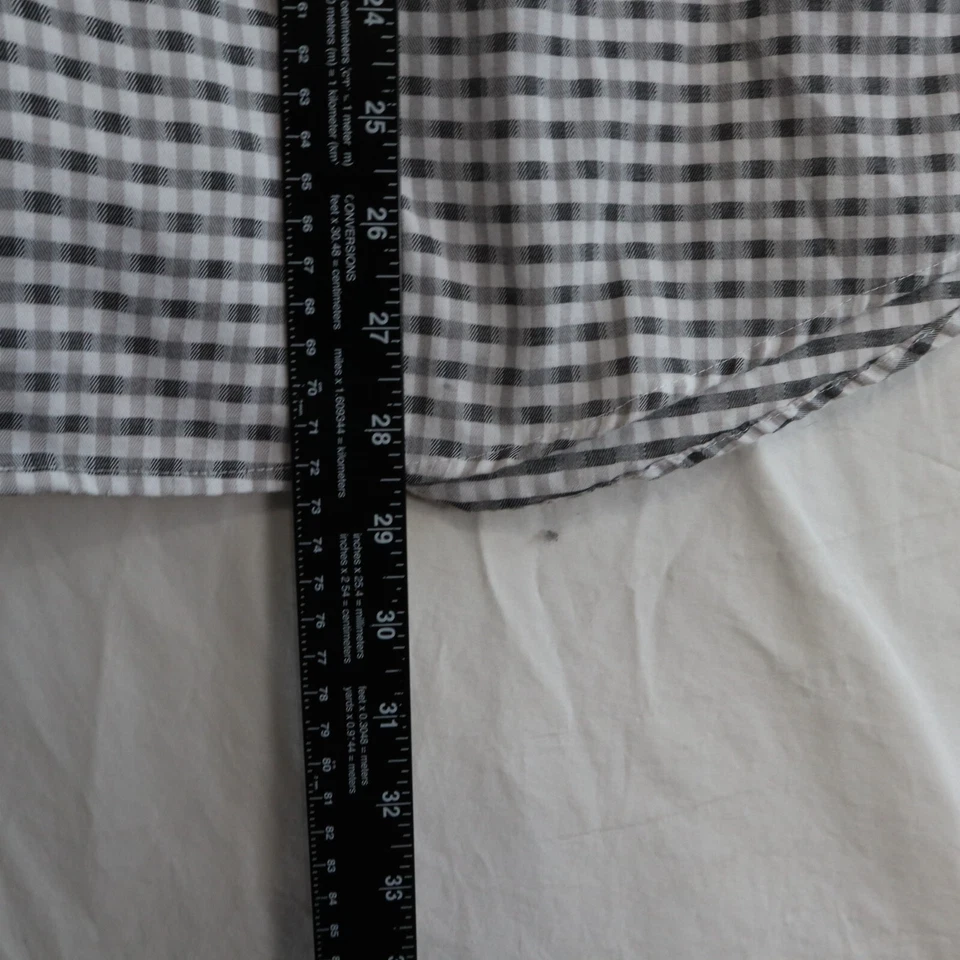 Alfani Shirt Mens Medium Business Casual Button Up Gray Plaid Long Sleeve - Image 4 of 4