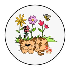 sleeping cat stickers, labels, tags, envelope seals