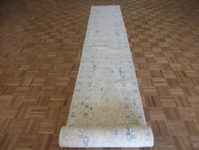 2'6 x 20 Runner Hand Knotted Gray Modern Oushak Oriental Rug G15803