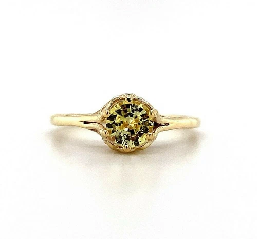 14k Yellow Gold Filigree Ring w/ .61ct Yellow Genuine Natural Sapphire (#J5567)